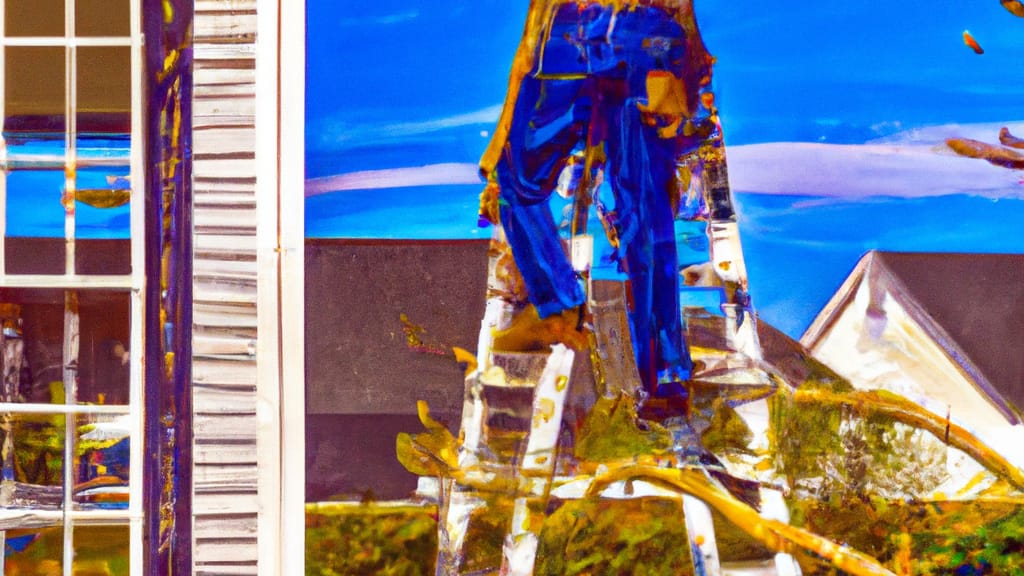 Man climbing ladder on Elizabeth City, North Carolina home to replace roof
