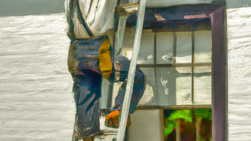 Man climbing ladder on Elizabethtown, Pennsylvania home to replace roof