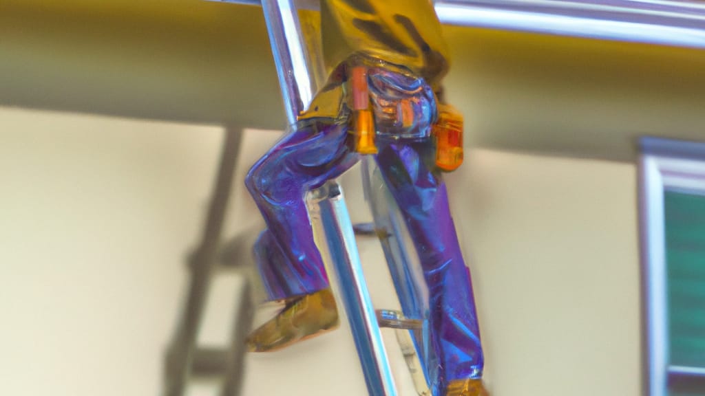 Man climbing ladder on Elk Grove, California home to replace roof
