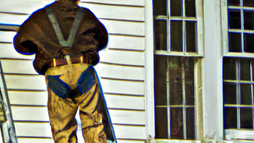 Man climbing ladder on Emporia, Virginia home to replace roof
