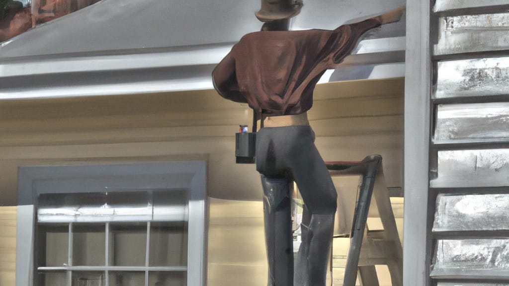Man climbing ladder on Eustis, Florida home to replace roof