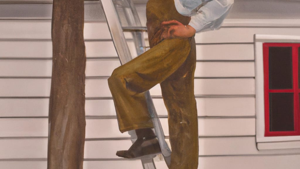 Man climbing ladder on Fairfield, California home to replace roof