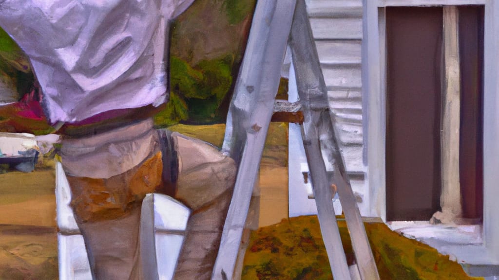 Man climbing ladder on Fitzgerald, Georgia home to replace roof