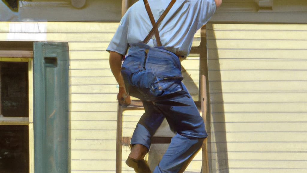 Man climbing ladder on Florence, New Jersey home to replace roof