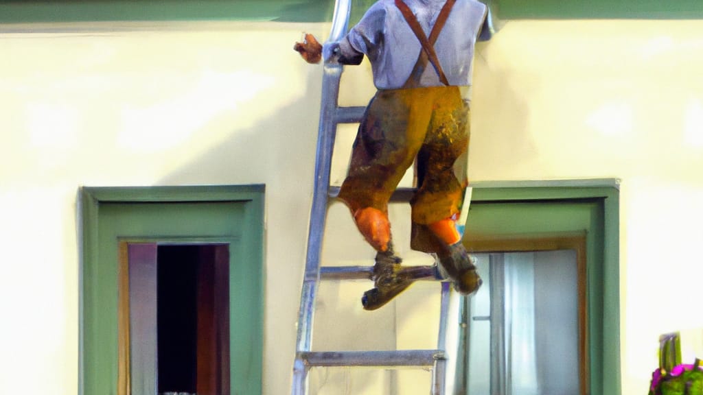 Man climbing ladder on Fontana, California home to replace roof