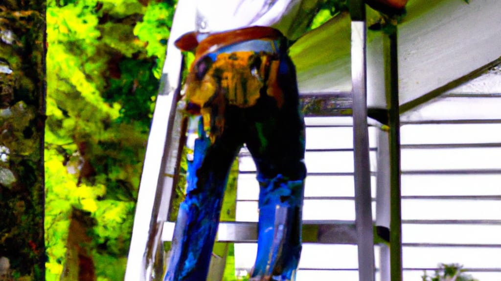 Man climbing ladder on Forest, Virginia home to replace roof
