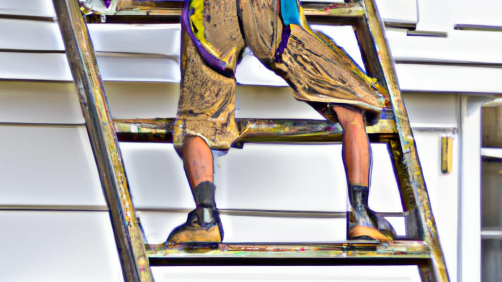 Man climbing ladder on Fort Bragg, North Carolina home to replace roof