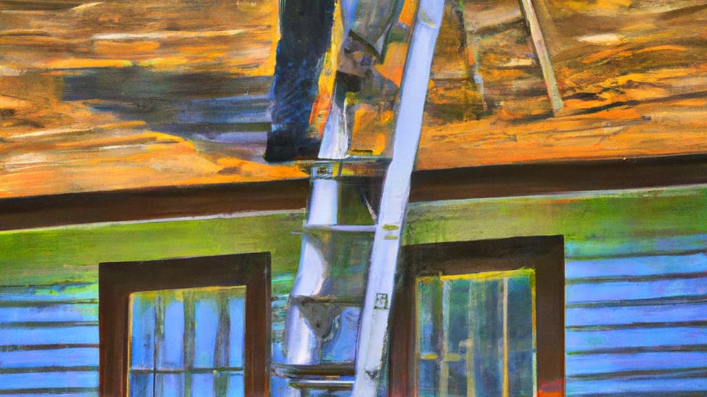 Man climbing ladder on Fort Gratiot, Michigan home to replace roof