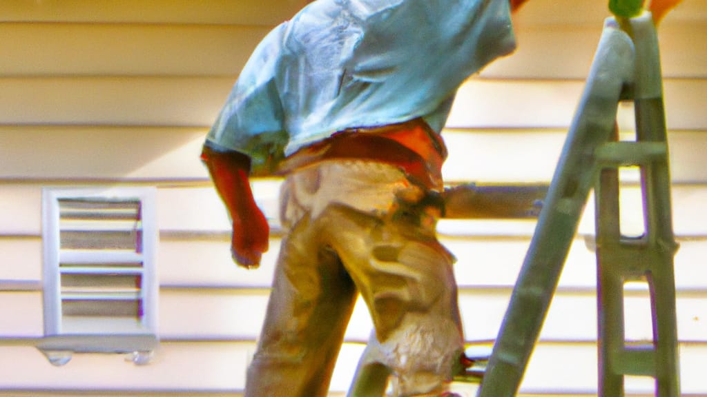 Man climbing ladder on Fort Meade, Florida home to replace roof