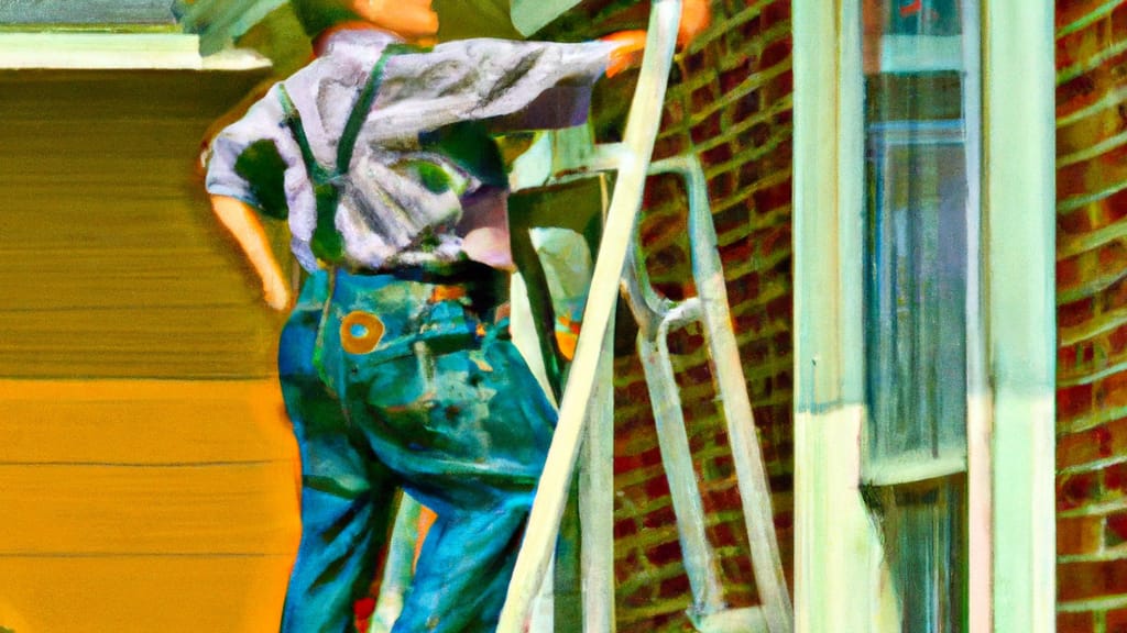 Man climbing ladder on Fostoria, Ohio home to replace roof