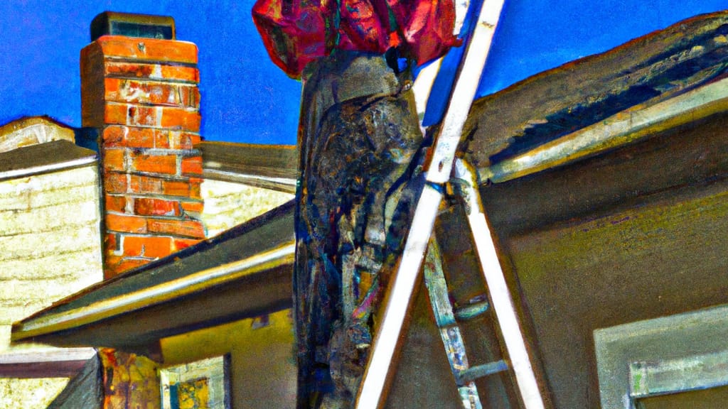 Man climbing ladder on Fountain Valley, California home to replace roof