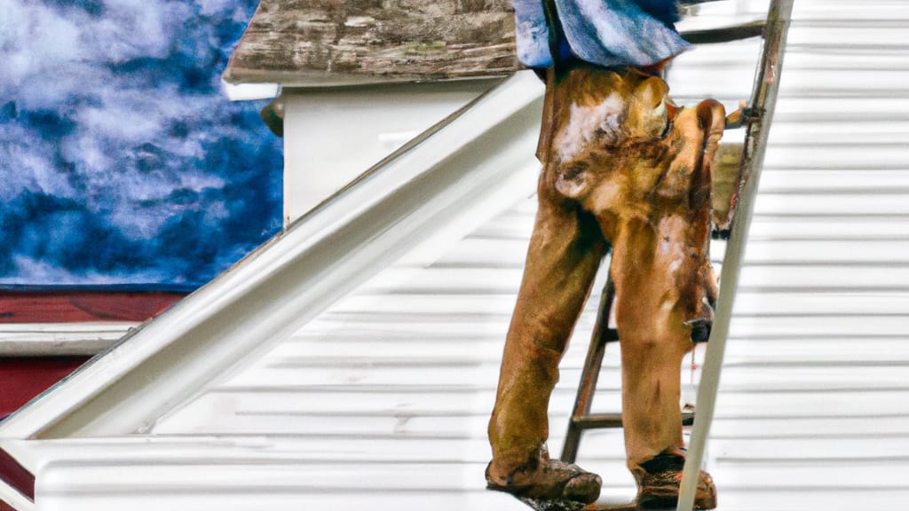 Man climbing ladder on Franklin, Kentucky home to replace roof