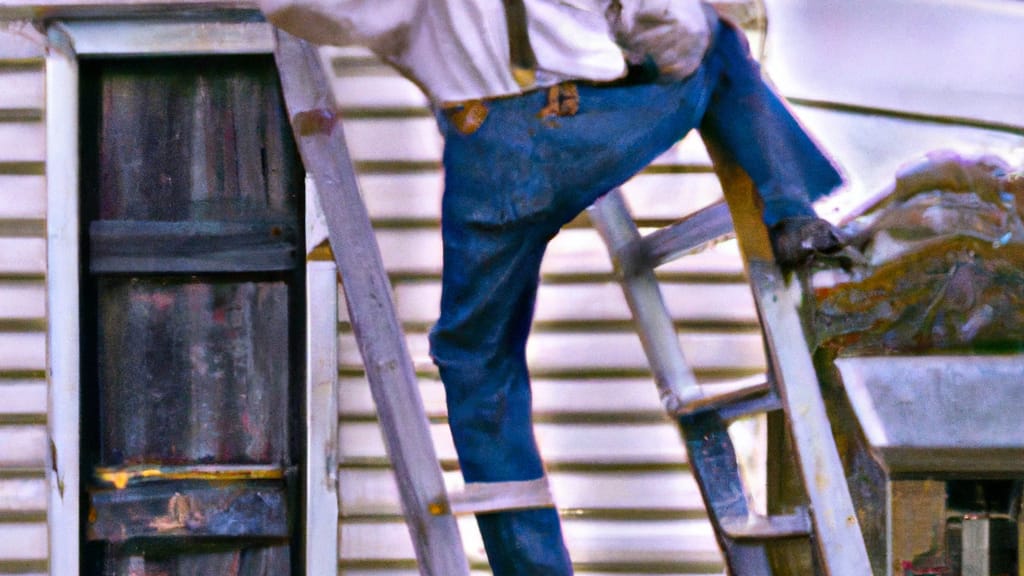 Man climbing ladder on Franklin, Louisiana home to replace roof