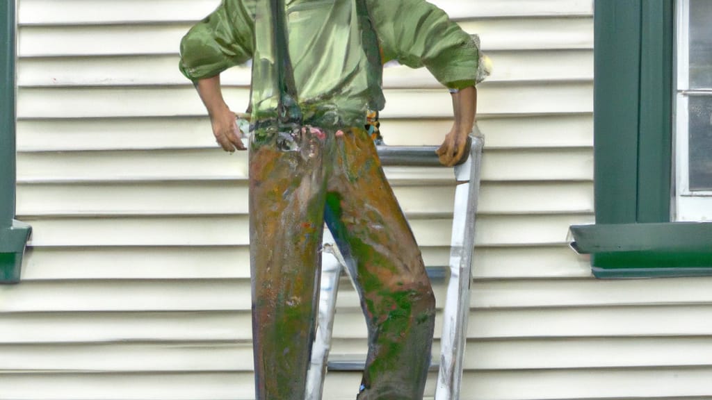 Man climbing ladder on Franklin, Massachusetts home to replace roof