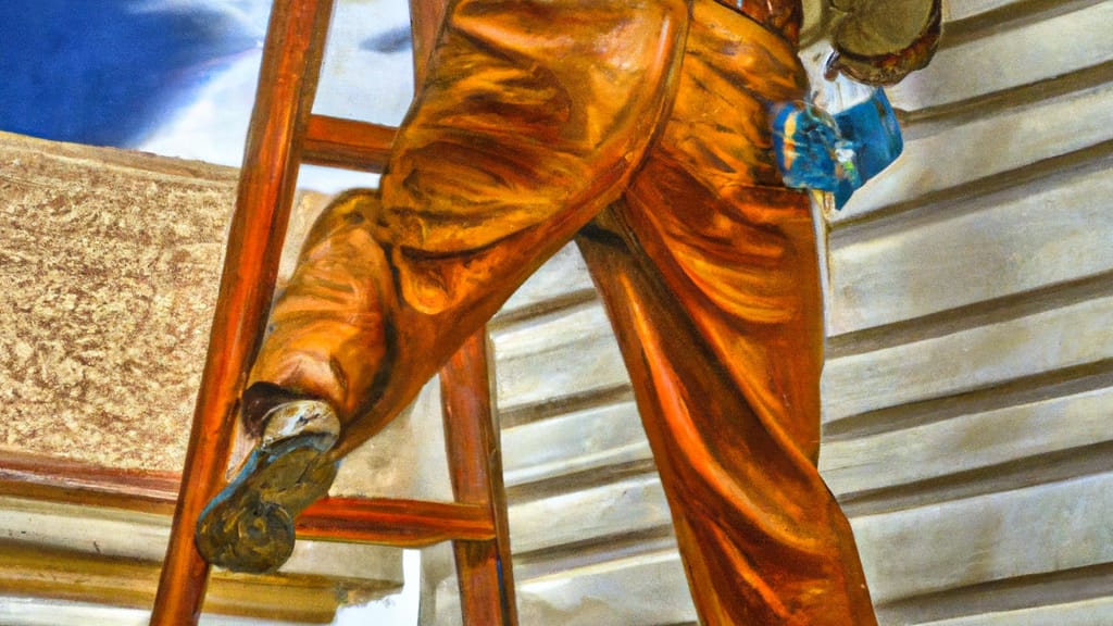 Man climbing ladder on Frederick, Colorado home to replace roof