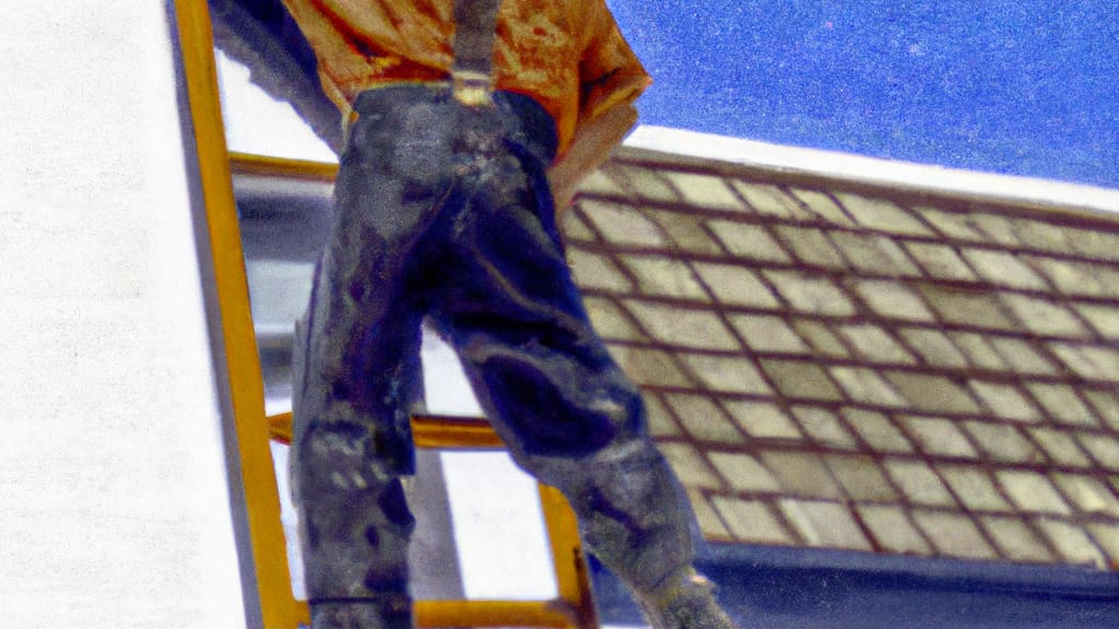 Man climbing ladder on Freedom, California home to replace roof