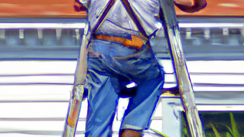 Man climbing ladder on Fresno, Texas home to replace roof