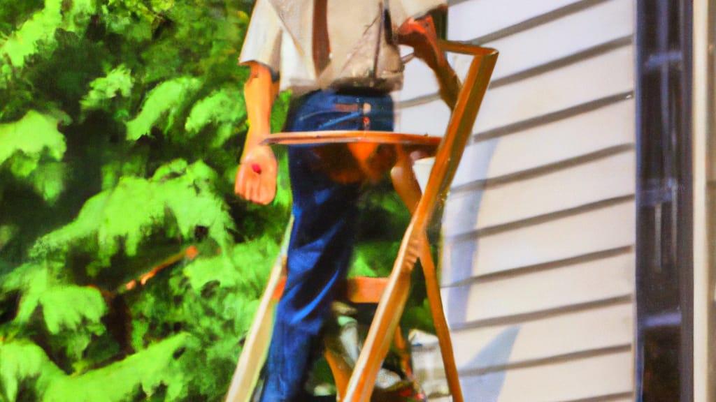 Man climbing ladder on Front Royal, Virginia home to replace roof