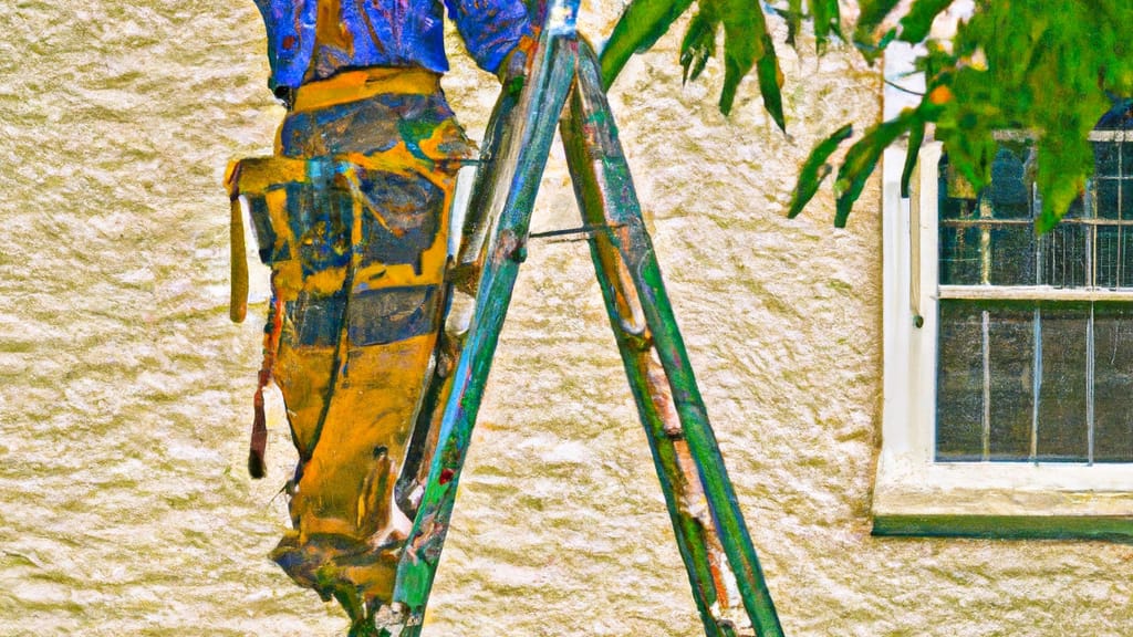 Man climbing ladder on Gaithersburg, Maryland home to replace roof