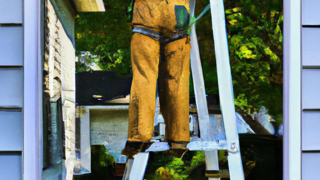 Man climbing ladder on Gallatin, Tennessee home to replace roof