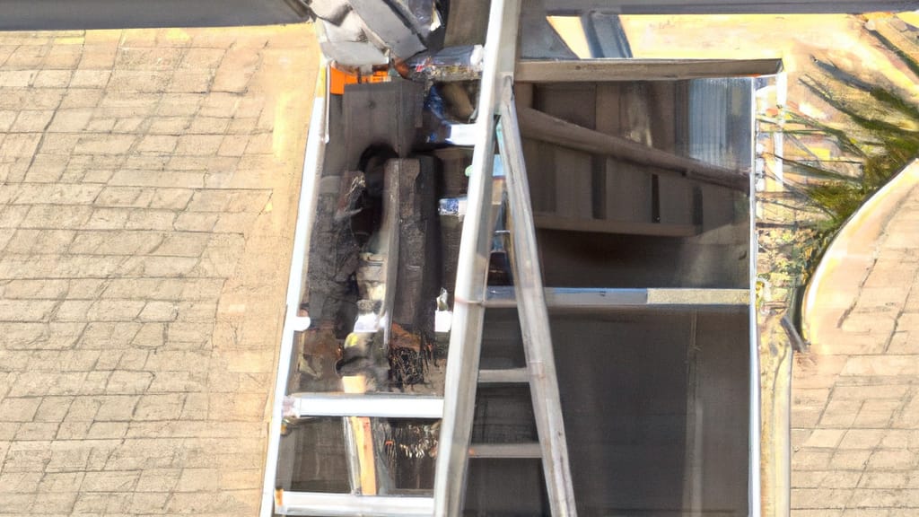 Man climbing ladder on Gardena, California home to replace roof