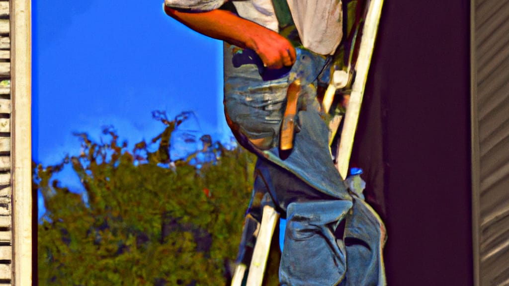 Man climbing ladder on Gatesville, Texas home to replace roof