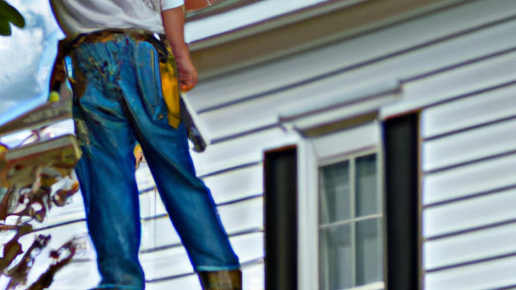 Man climbing ladder on Geneva, Ohio home to replace roof