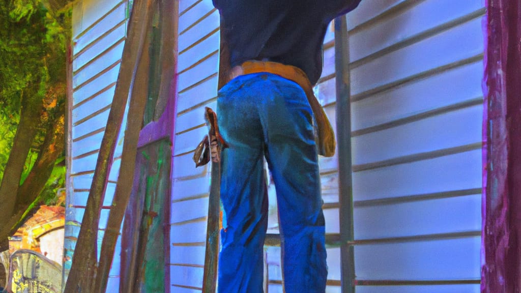 Man climbing ladder on Giddings, Texas home to replace roof