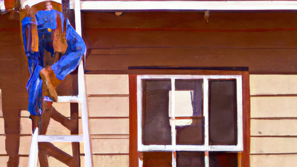 Man climbing ladder on Gilroy, California home to replace roof