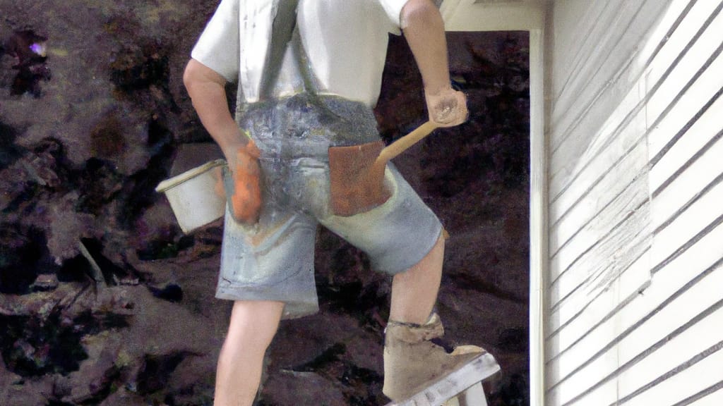 Man climbing ladder on Gladstone, Oregon home to replace roof