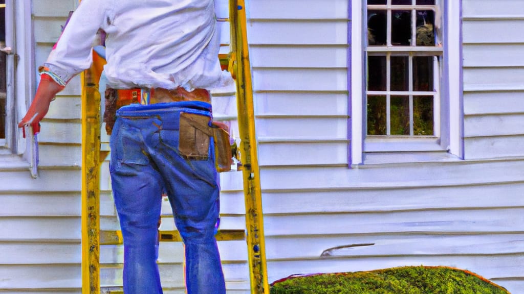 Man climbing ladder on Glasgow, Kentucky home to replace roof