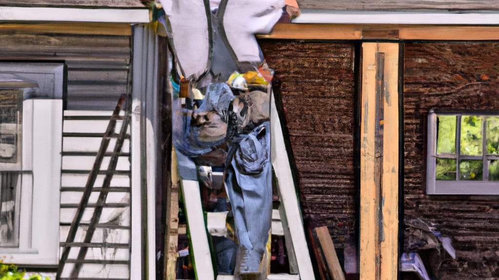 Man climbing ladder on Glenpool, Oklahoma home to replace roof