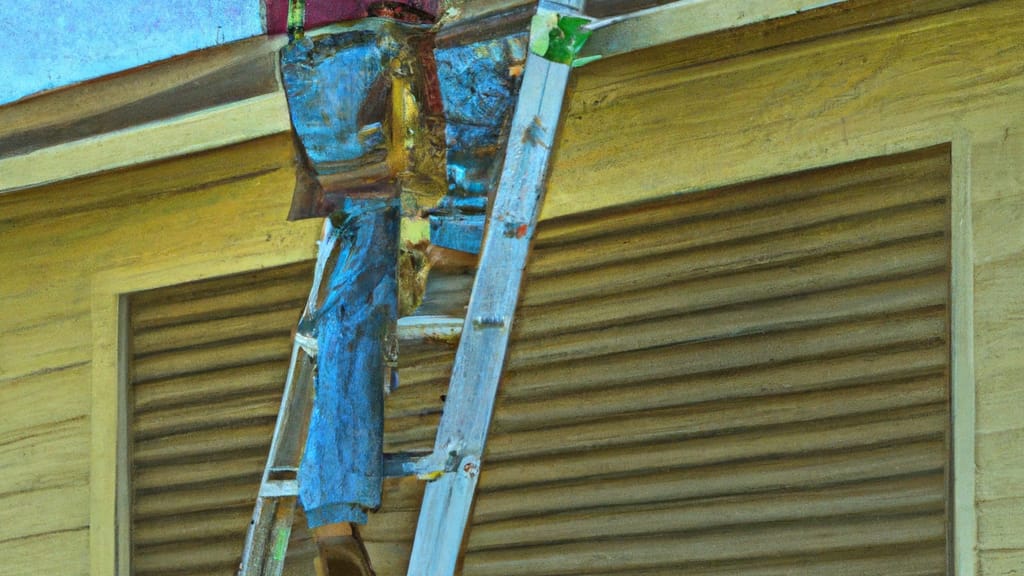 Man climbing ladder on Grand Terrace, California home to replace roof