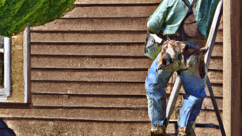 Man climbing ladder on Greenfield, California home to replace roof