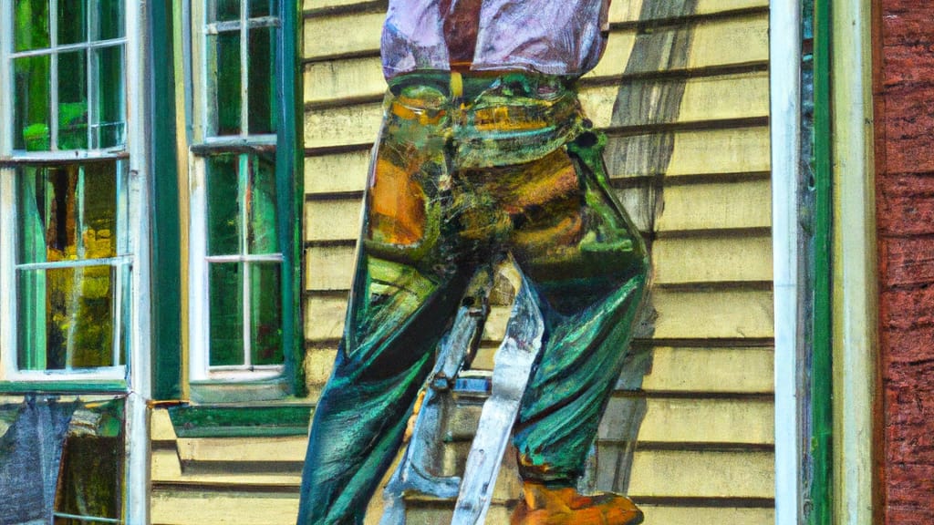 Man climbing ladder on Greensburg, Pennsylvania home to replace roof