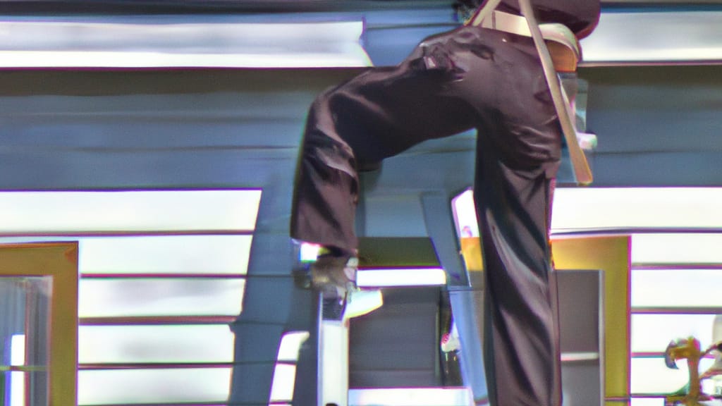 Man climbing ladder on Gridley, California home to replace roof