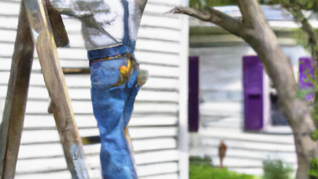 Man climbing ladder on Groves, Texas home to replace roof