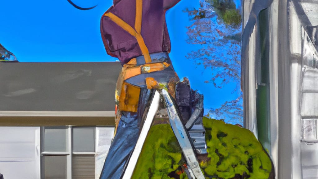 Man climbing ladder on Grovetown, Georgia home to replace roof