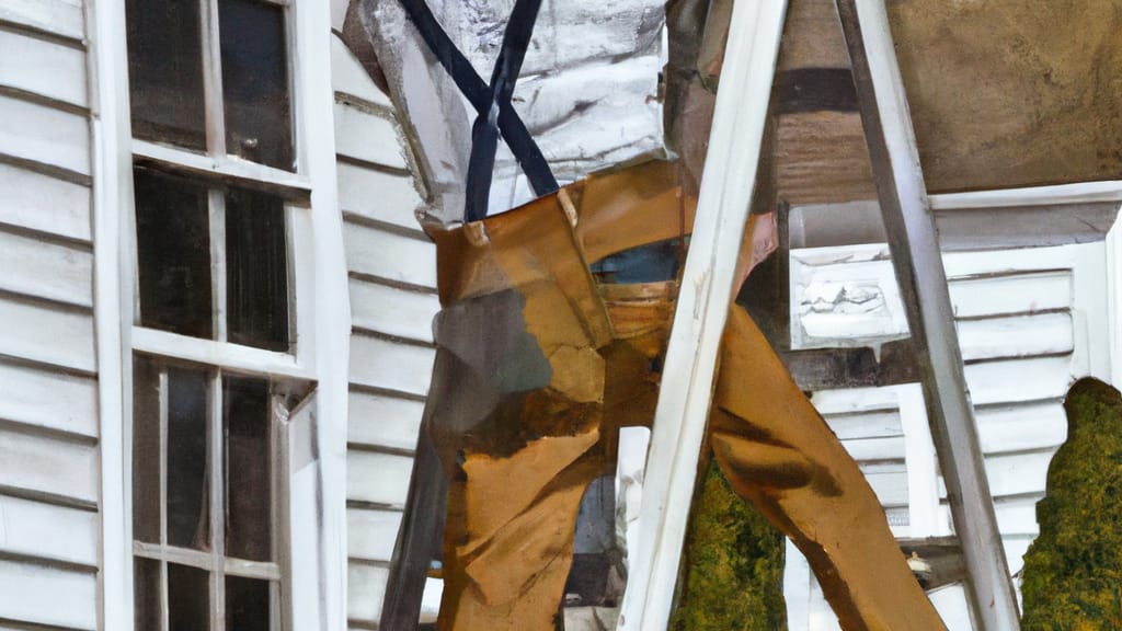 Man climbing ladder on Hamlet, North Carolina home to replace roof