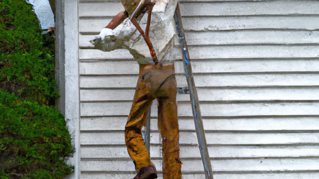 Man climbing ladder on Harriman, Tennessee home to replace roof