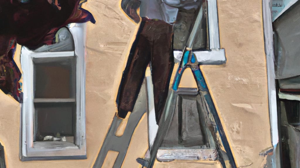 Man climbing ladder on Haverford, Pennsylvania home to replace roof
