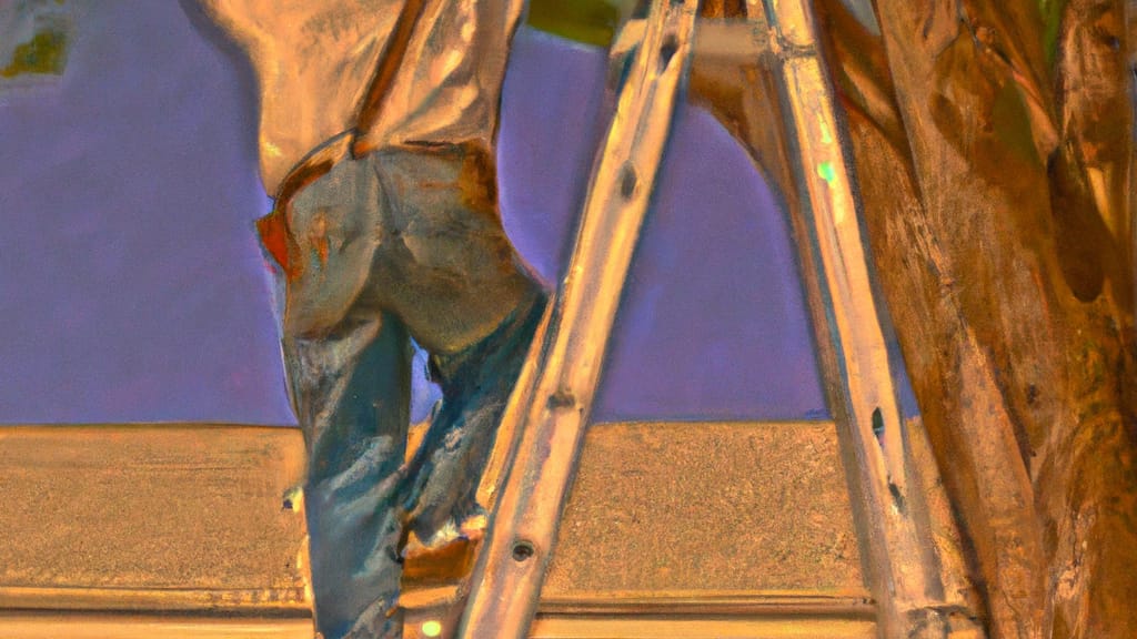 Man climbing ladder on Hereford, Texas home to replace roof
