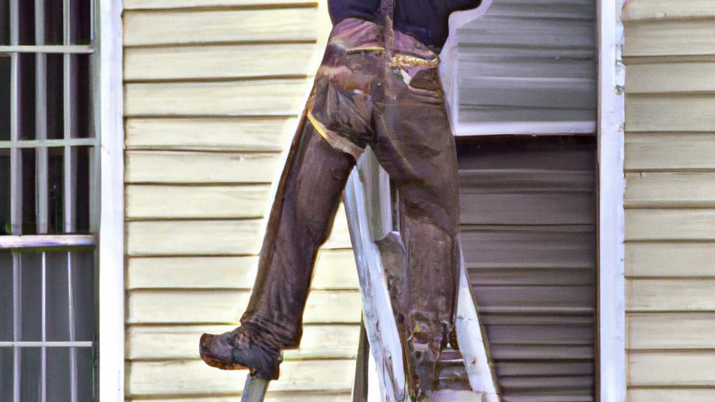 Man climbing ladder on Hernando, Florida home to replace roof