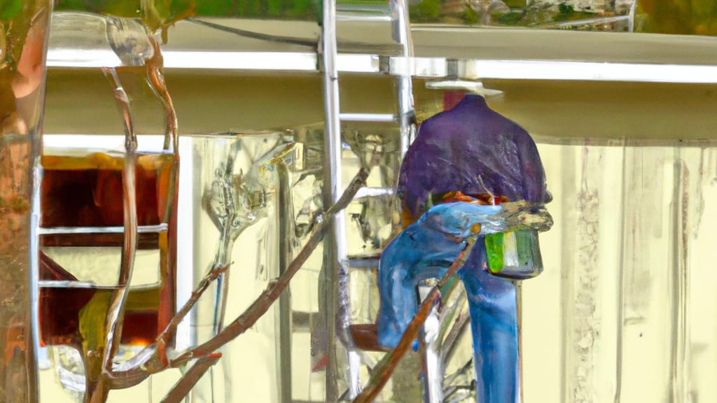 Man climbing ladder on Hidden Valley Lake, California home to replace roof
