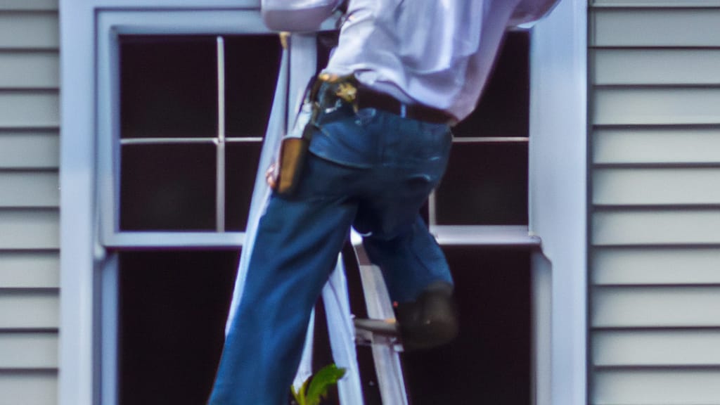 Man climbing ladder on High Point, North Carolina home to replace roof