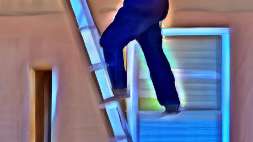 Man climbing ladder on Hobbs, New Mexico home to replace roof