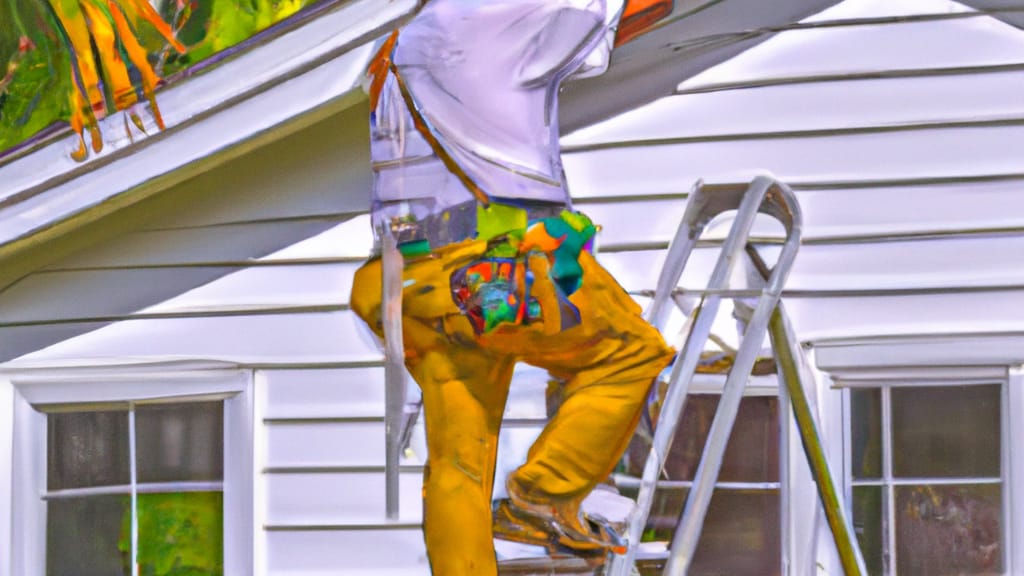 Man climbing ladder on Hobe Sound, Florida home to replace roof