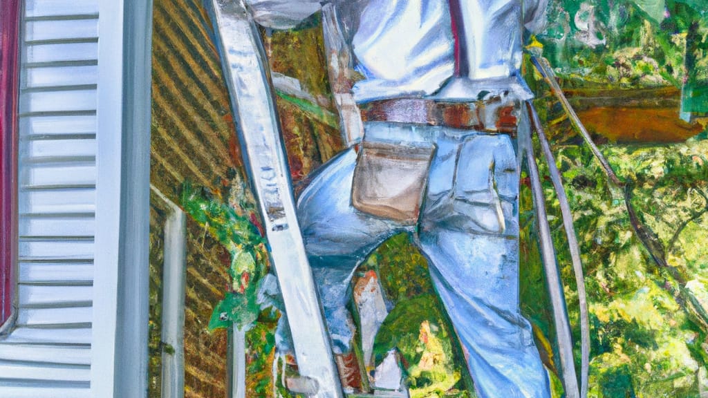 Man climbing ladder on Holly Springs, North Carolina home to replace roof