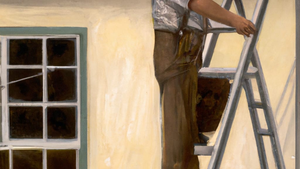 Man climbing ladder on Holtville, California home to replace roof