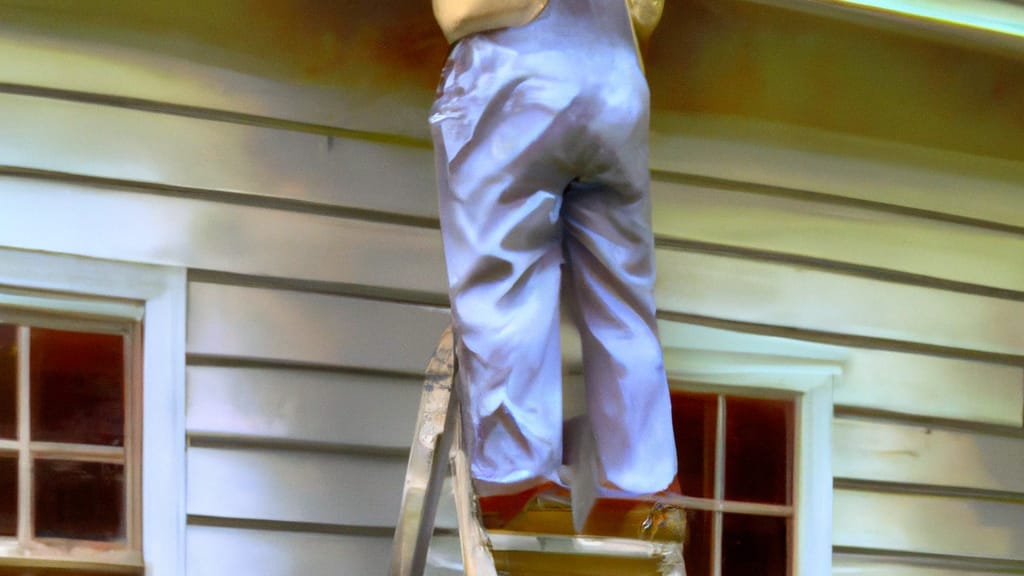 Man climbing ladder on Hope, Arkansas home to replace roof